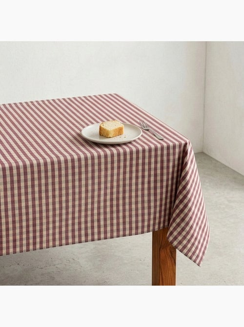 Toalha de mesa antinódoas em xadrez vichy, mistura de algodão e linho - Gamusi. - Kiabi