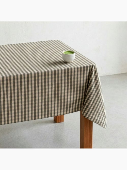Toalha de mesa antinódoas em xadrez vichy, mistura de algodão e linho - Gamusi. - Kiabi