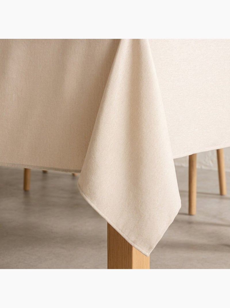 Toalha de mesa antinódoas lisa, tecido mesclado e caimento natural - Gamusi. Ecru - Kiabi