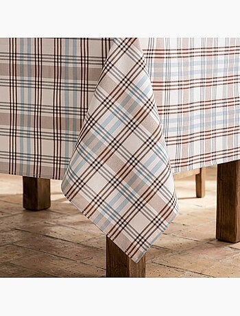 Toalha de mesa antinódoas tartan, toque e caimento natural - Gamusi.