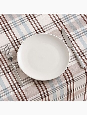 Toalha de mesa antinódoas tartan, toque e caimento natural - Gamusi.