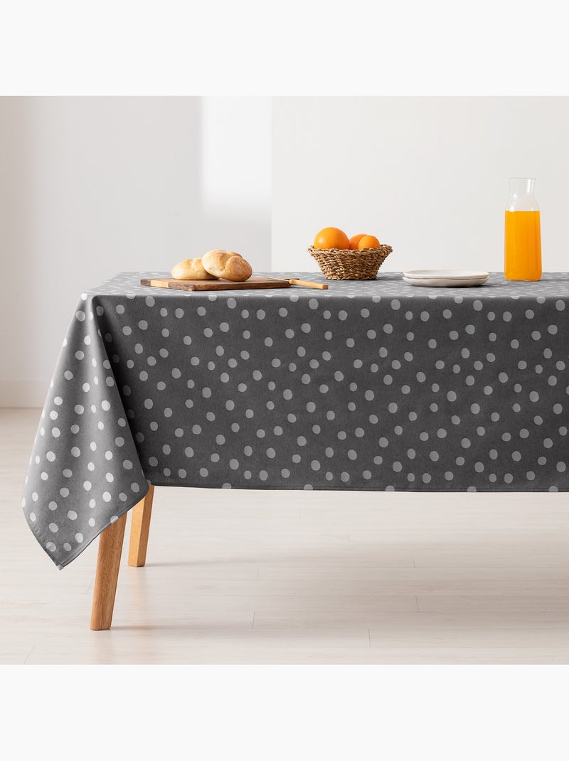 Toalha de mesa antinódoas texturizada, design com pontos - Gamusi. Cinza antracite - Kiabi