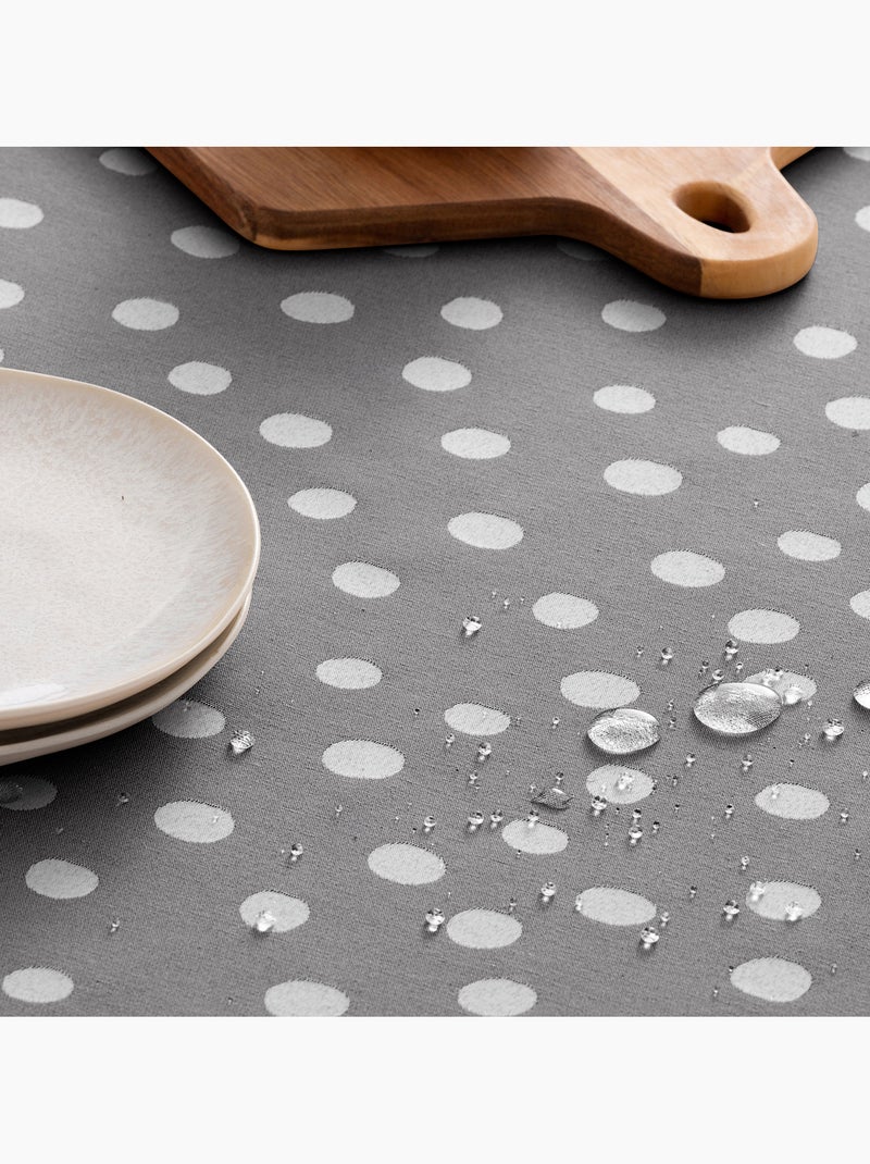 Toalha de mesa antinódoas texturizada, design com pontos - Gamusi. Cinza antracite - Kiabi