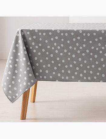 Toalha de mesa antinódoas texturizada, design com pontos - Gamusi.