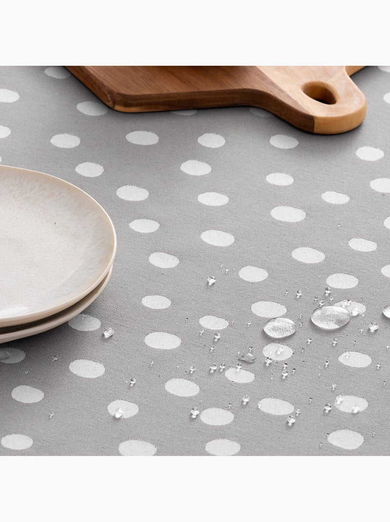 Toalha de mesa antinódoas texturizada, design com pontos - Gamusi. Cinza claro - Kiabi