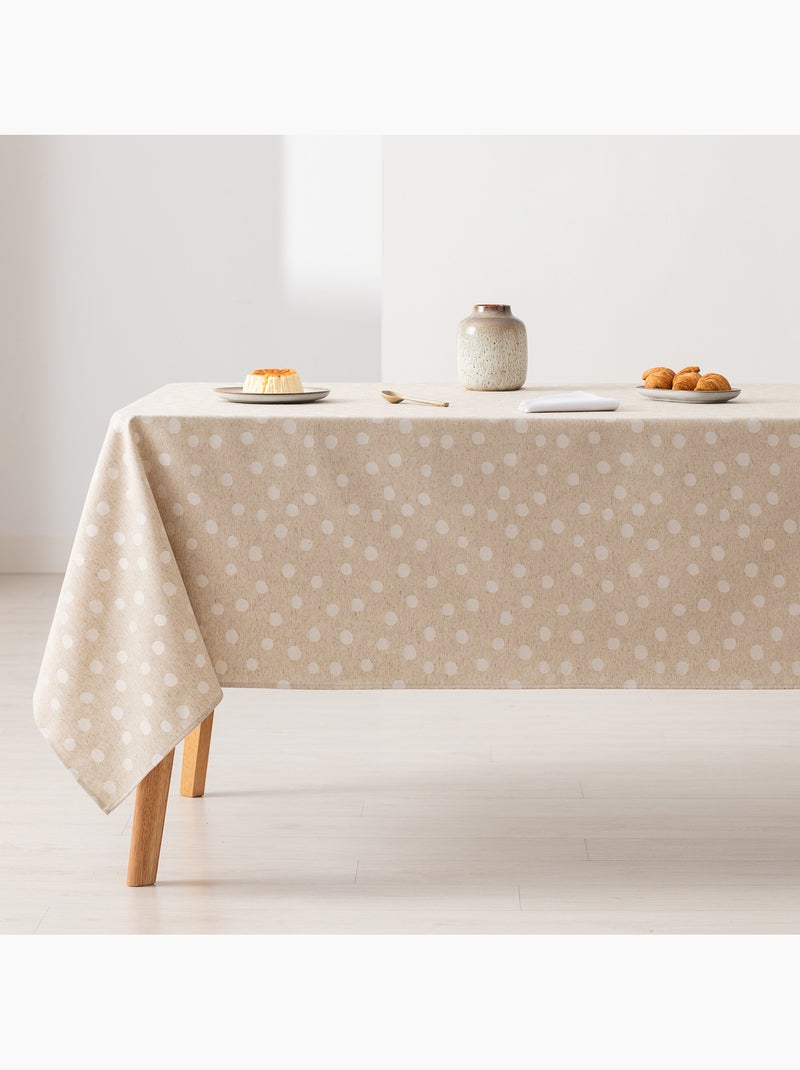 Toalha de mesa antinódoas texturizada, design com pontos - Gamusi. Linho - Kiabi