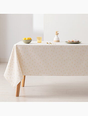 Toalha de mesa antinódoas texturizada, design com pontos - Gamusi.