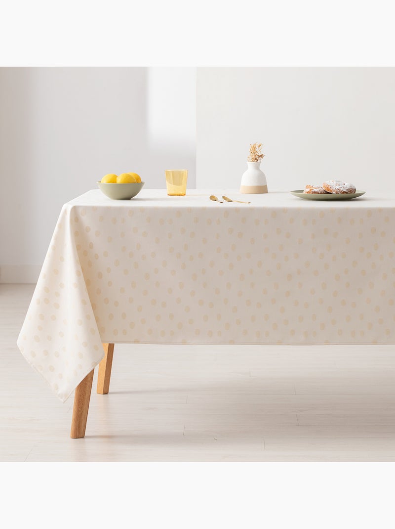 Toalha de mesa antinódoas texturizada, design com pontos - Gamusi. Ouro - Kiabi