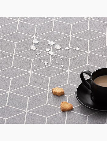 Toalha de mesa antinódoas texturizada, design geométrico - Gamusi.