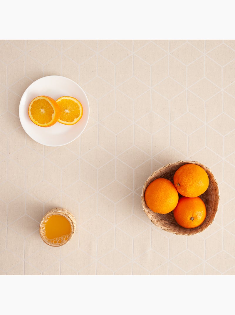 Toalha de mesa antinódoas texturizada, design geométrico - Gamusi. Ecru - Kiabi