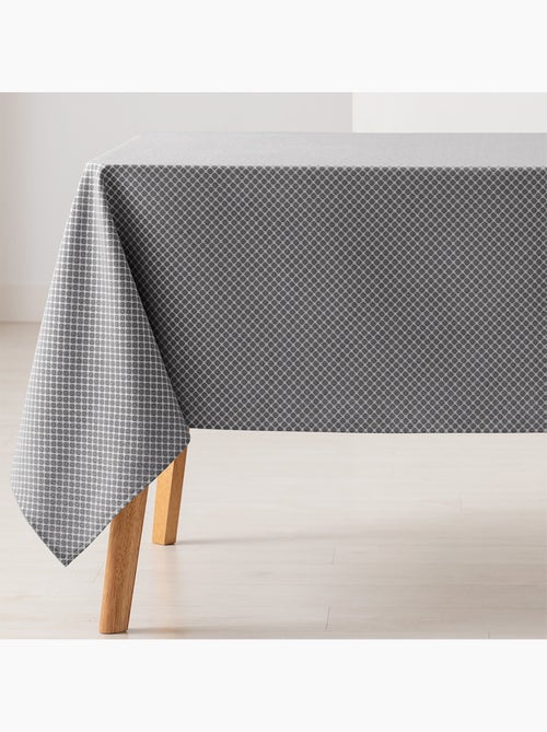 Toalha de mesa antinódoas texturizada, padrão de quadrados em grelha - Gamusi. - Kiabi