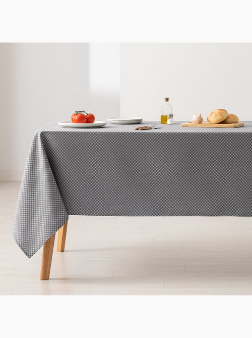 Toalha de mesa antinódoas texturizada, padrão de quadrados em grelha - Gamusi. - Kiabi