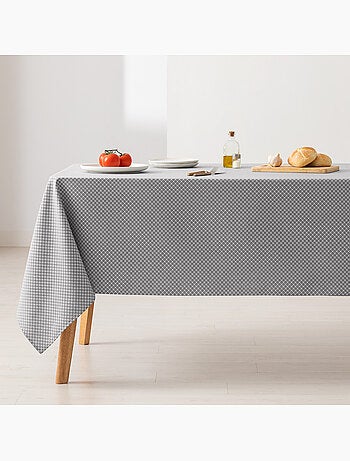 Toalha de mesa antinódoas texturizada, padrão de quadrados em grelha - Gamusi.