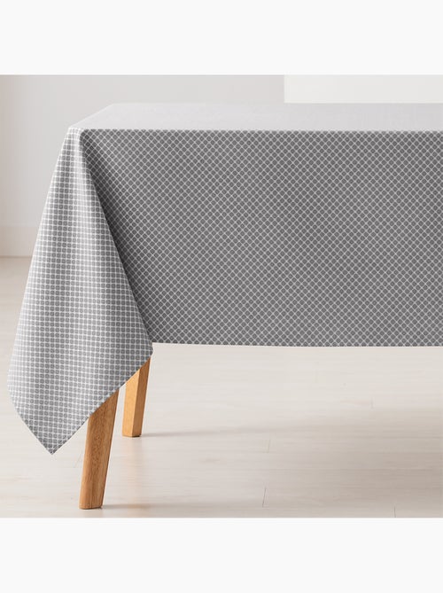 Toalha de mesa antinódoas texturizada, padrão de quadrados em grelha - Gamusi. - Kiabi
