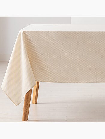 Toalha de mesa antinódoas texturizada, padrão de quadrados em grelha - Gamusi.