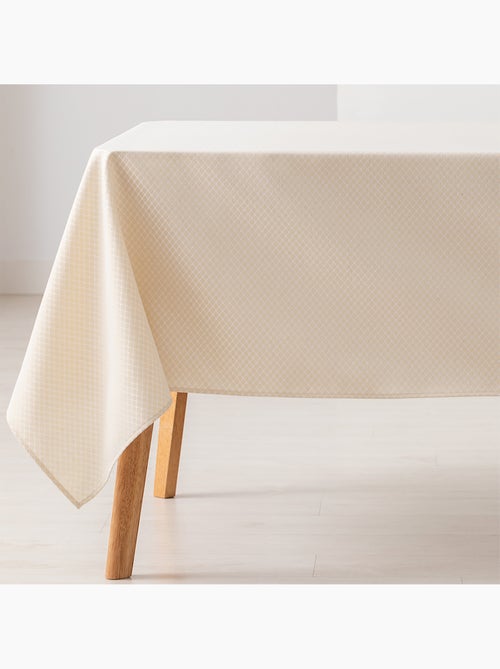 Toalha de mesa antinódoas texturizada, padrão de quadrados em grelha - Gamusi. - Kiabi