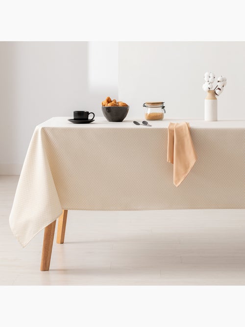 Toalha de mesa antinódoas texturizada, padrão de quadrados em grelha - Gamusi. - Kiabi