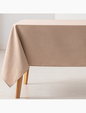 Toalha de mesa antinódoas texturizada, padrão de quadrados em grelha - Gamusi.