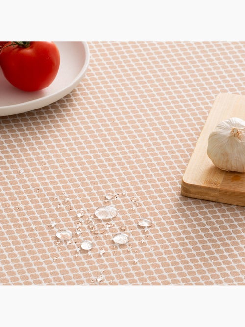Toalha de mesa antinódoas texturizada, padrão de quadrados em grelha - Gamusi. - Kiabi