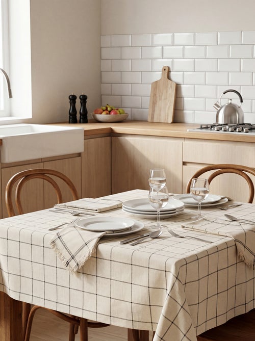 Toalha de mesa aos quadrados (150x250 cm) - Kiabi Home - Kiabi Toalha de mesa aos quadrados (150x250 cm) - Kiabi Home - Kiabi