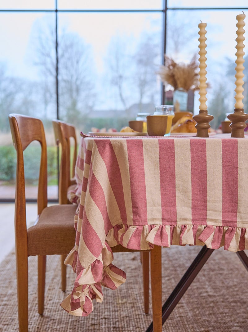 Toalha de mesa às riscas (150x200 cm) - Kiabi Home ROSA - Kiabi