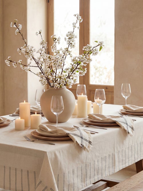 Toalha de mesa às riscas em algodão (150x150 cm) - Kiabi Home - Kiabi