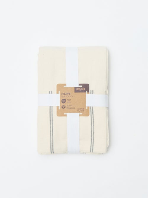 Toalha de mesa às riscas em algodão (150x150 cm) - Kiabi Home - Kiabi