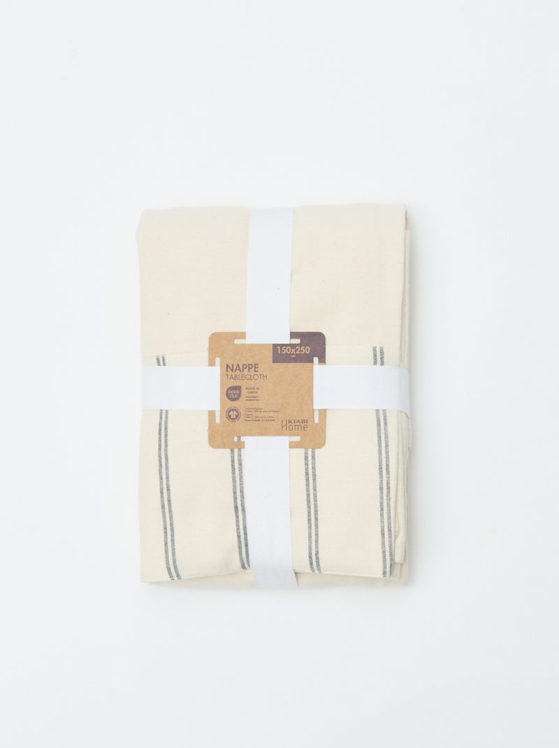 Toalha de mesa às riscas em algodão (150x250 cm) - Kiabi Home Bege - Kiabi