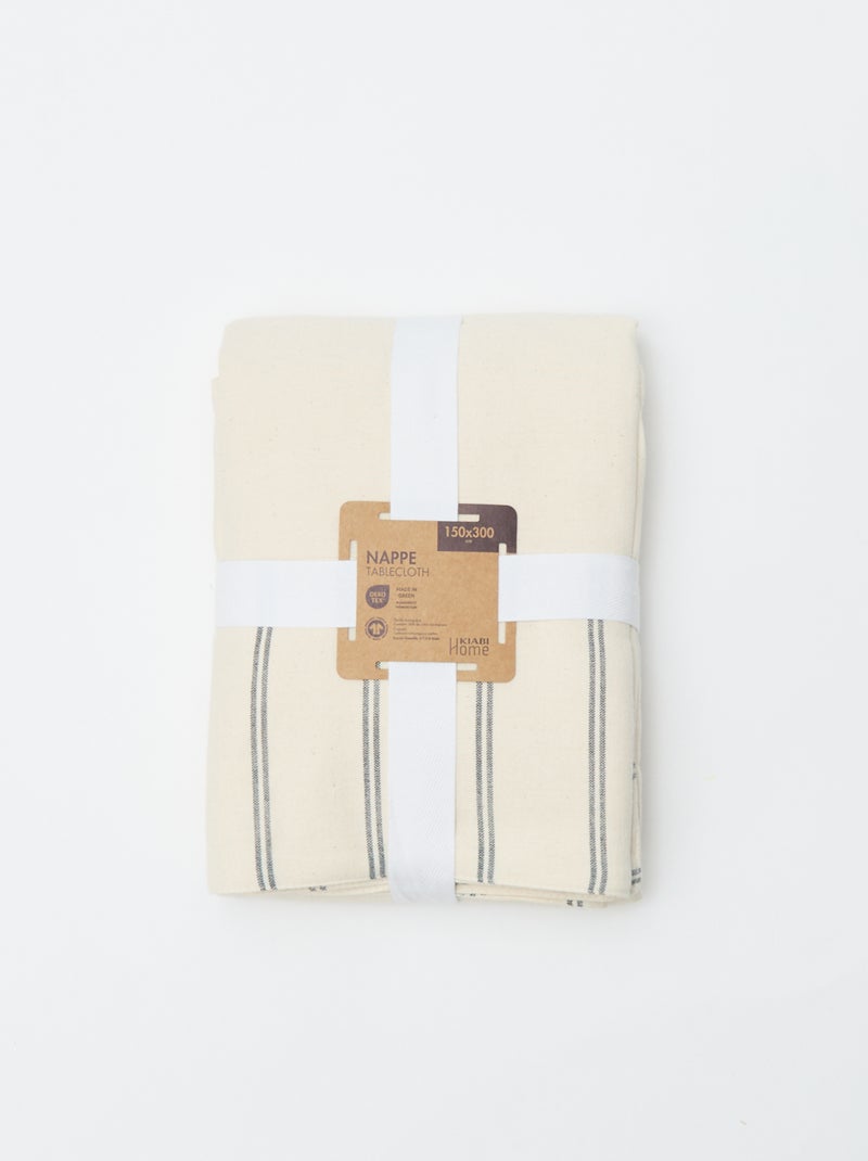 Toalha de mesa às riscas em algodão (150x300 cm) - Kiabi Home Bege - Kiabi