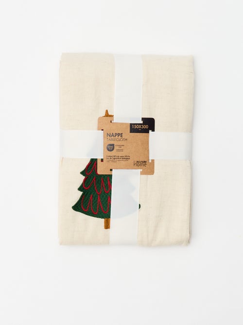 Toalha de mesa bordada de Natal em algodão e linho 150x300 cm - Kiabi Toalha de mesa bordada de Natal em algodão e linho 150x300 cm - Kiabi