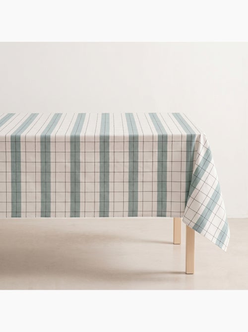 Toalha de mesa de algodão às riscas e xadrez em fio tingido com relevo - Gamusi. - Kiabi