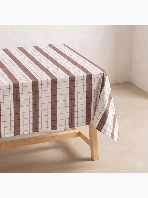 Toalha de mesa de algodão às riscas e xadrez em fio tingido com relevo - Gamusi. - Kiabi