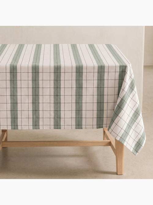 Toalha de mesa de algodão às riscas e xadrez em fio tingido com relevo - Gamusi. - Kiabi