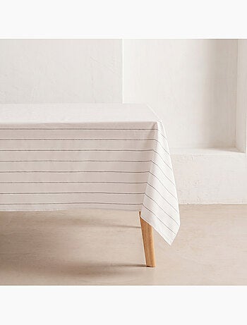 Toalha de mesa de algodão às riscas, fio tingido em relevo - Gamusi.