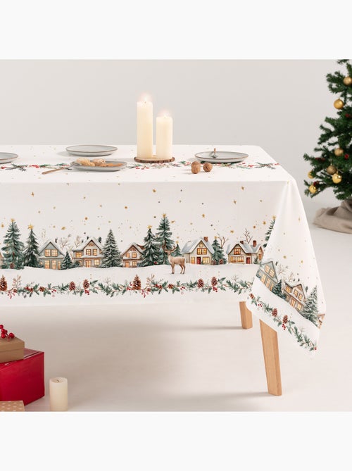 Toalha de mesa de natal antimanchas em algodão, estampado natalício - gamusi - Kiabi