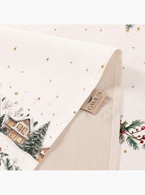 Toalha de mesa de natal antimanchas em algodão, estampado natalício - gamusi - Kiabi