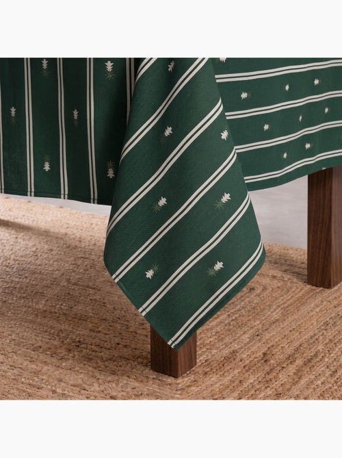 Toalha de mesa de natal às riscas duplas com fio lurex e abetos bordados em relevo - gamusi. - Kiabi