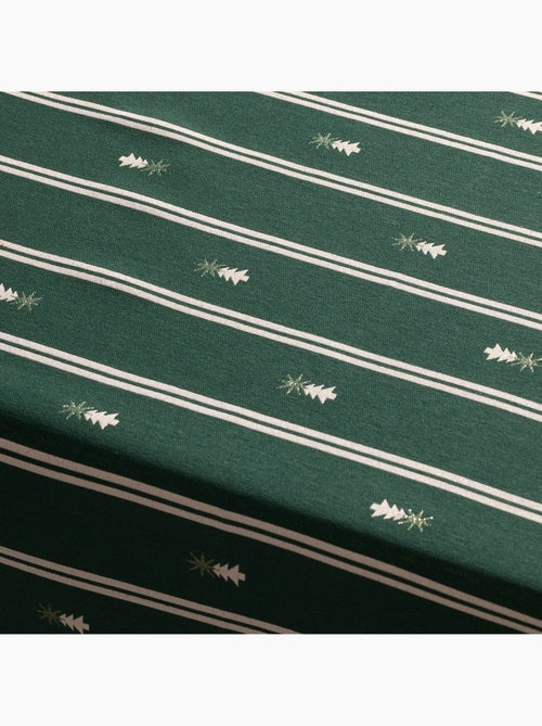 Toalha de mesa de natal às riscas duplas com fio lurex e abetos bordados em relevo - gamusi. - Kiabi