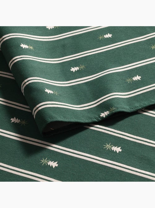 Toalha de mesa de natal às riscas duplas com fio lurex e abetos bordados em relevo - gamusi. - Kiabi