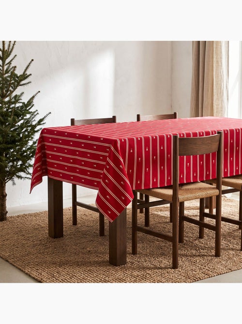 Toalha de mesa de natal às riscas duplas com fio lurex e abetos bordados em relevo - gamusi. - Kiabi Toalha de mesa de natal às riscas duplas com fio lurex e abetos bordados em relevo - gamusi. - Kiabi
