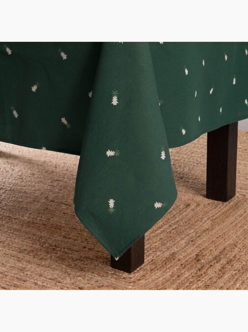 Toalha de mesa de natal com fio lurex e abetos bordados em relevo - gamusi. - Kiabi