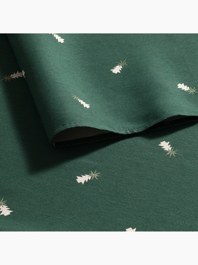 Toalha de mesa de natal com fio lurex e abetos bordados em relevo - gamusi. Verde - Kiabi