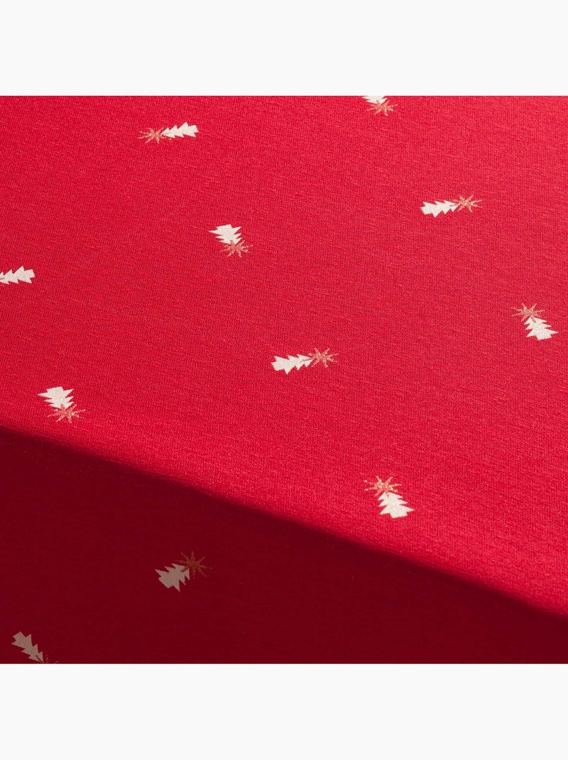 Toalha de mesa de natal com fio lurex e abetos bordados em relevo - gamusi. Vermelho - Kiabi