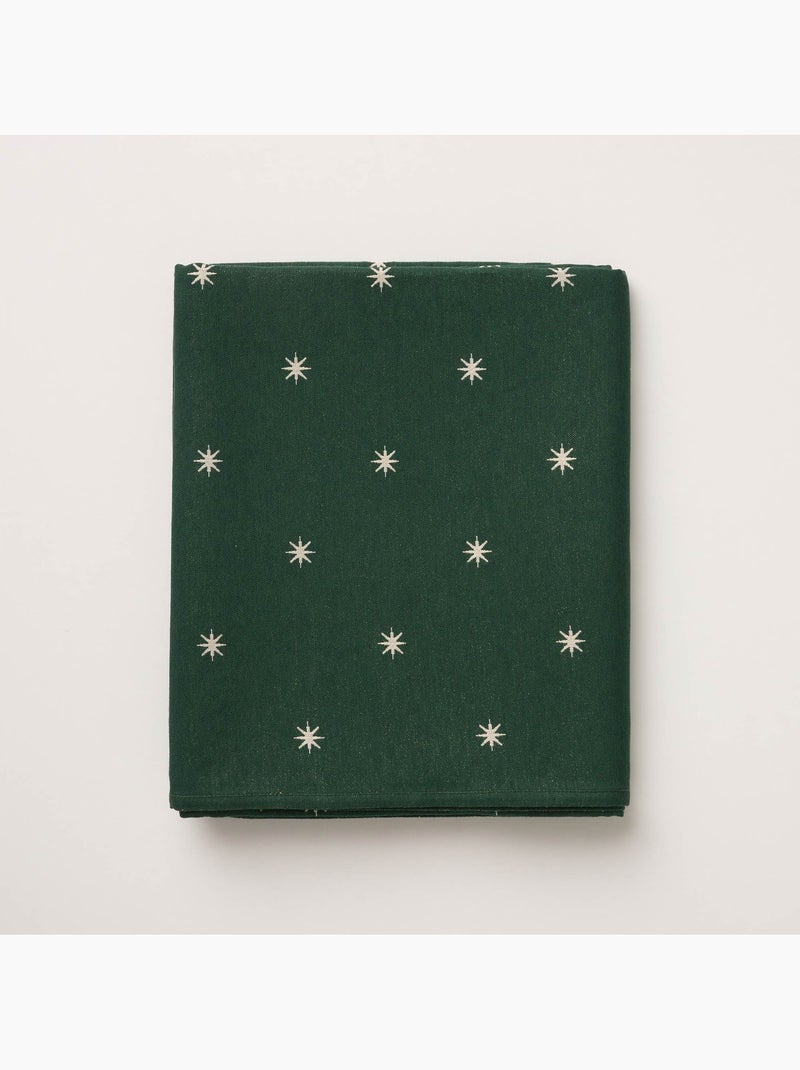 Toalha de mesa de natal com fio lurex e estrelas bordadas em relevo - gamusi. Verde - Kiabi