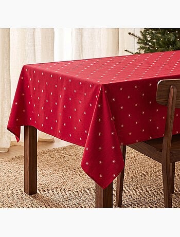 Toalha de mesa de natal com fio lurex e estrelas bordadas em relevo - gamusi.