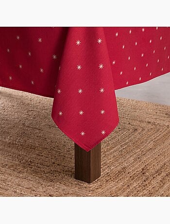 Toalha de mesa de natal com fio lurex e estrelas bordadas em relevo - gamusi.
