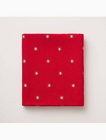 Toalha de mesa de natal com fio lurex e estrelas bordadas em relevo - gamusi.