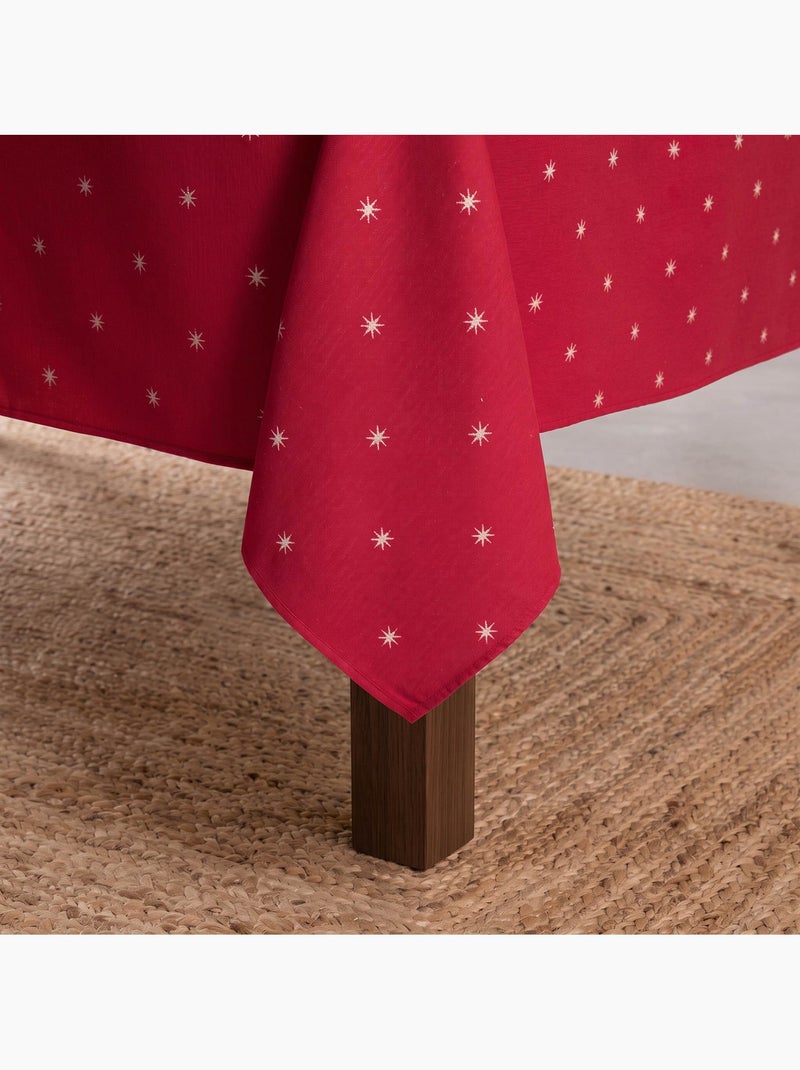 Toalha de mesa de natal com fio lurex e estrelas bordadas em relevo - gamusi. Vermelho - Kiabi