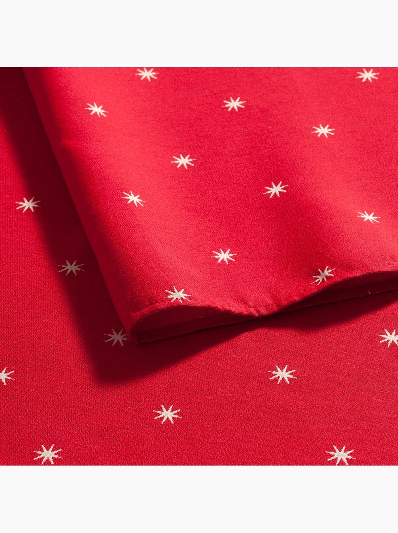 Toalha de mesa de natal com fio lurex e estrelas bordadas em relevo - gamusi. Vermelho - Kiabi