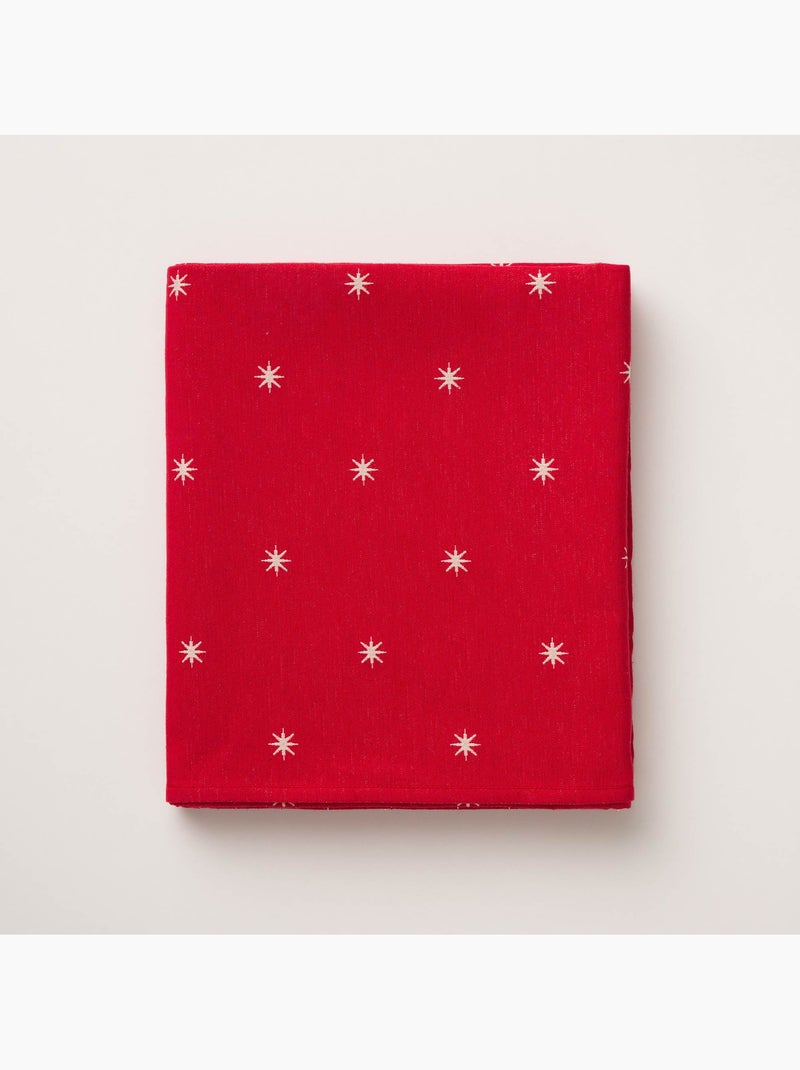 Toalha de mesa de natal com fio lurex e estrelas bordadas em relevo - gamusi. Vermelho - Kiabi